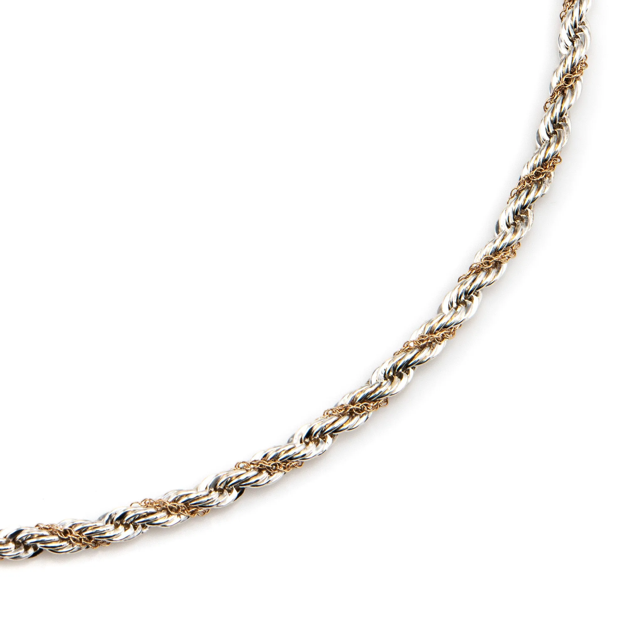 Vintage Tiffany & Co 5mm Rope Necklace Sterling Silver 14k Gold 24" Jewelry