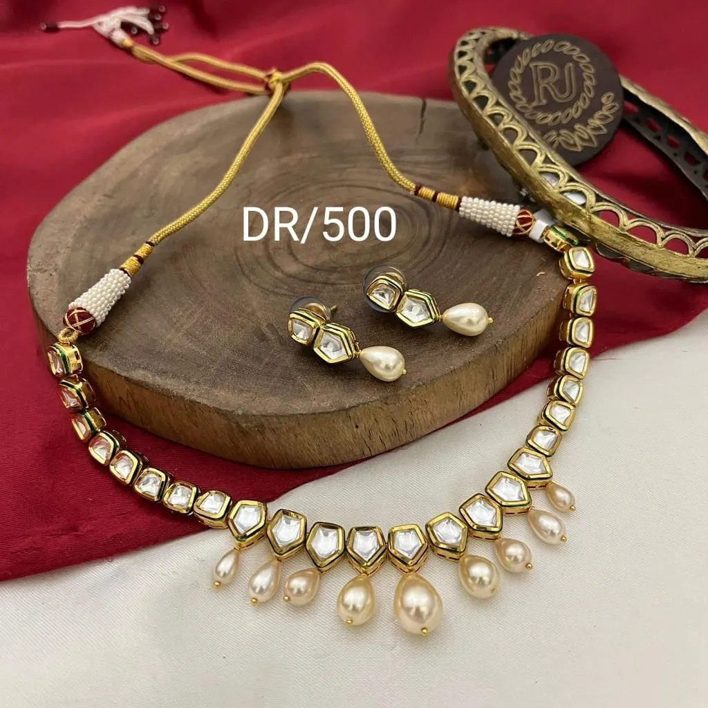 White Pearl Kundan Necklace Set