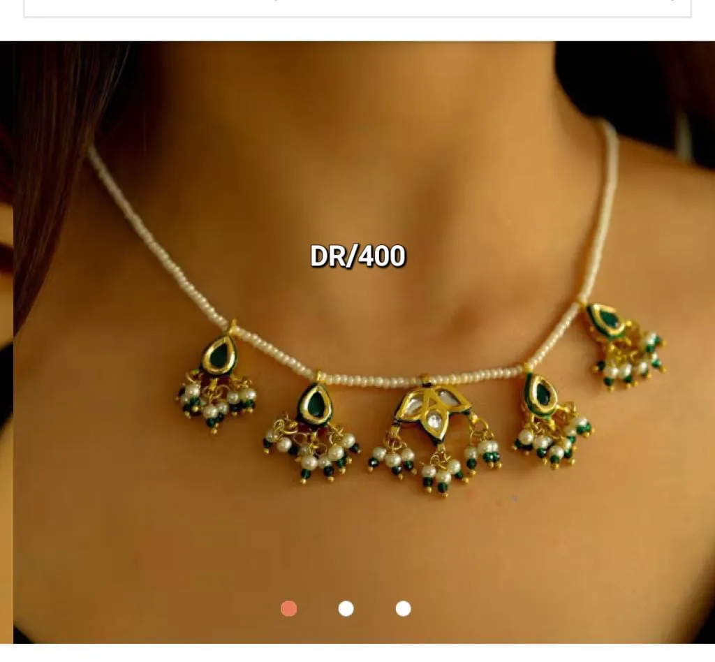White Pearl Kundan Necklace Set