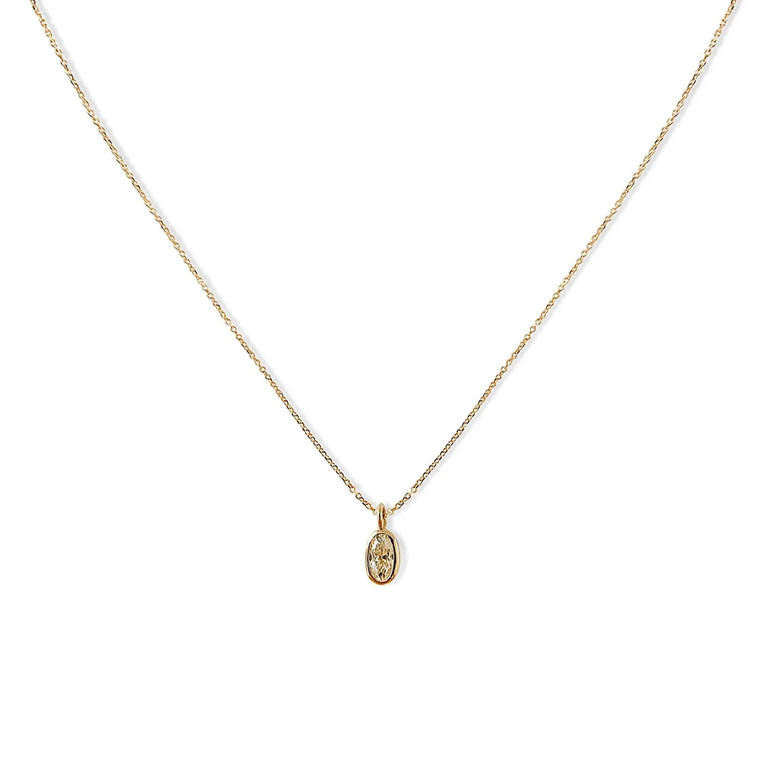 White Sapphire Beach Pebble Gold Necklace