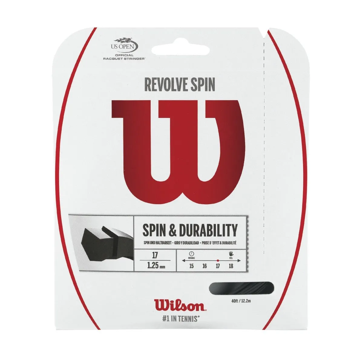 Wilson Revolve Spin Black Tennis String 17 Set