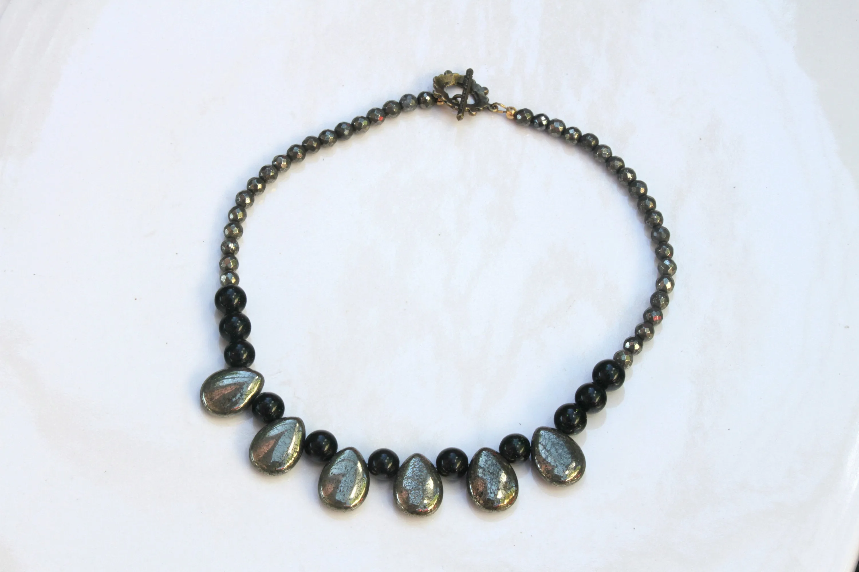 Women's Pyrite gemstone Tears Necklace