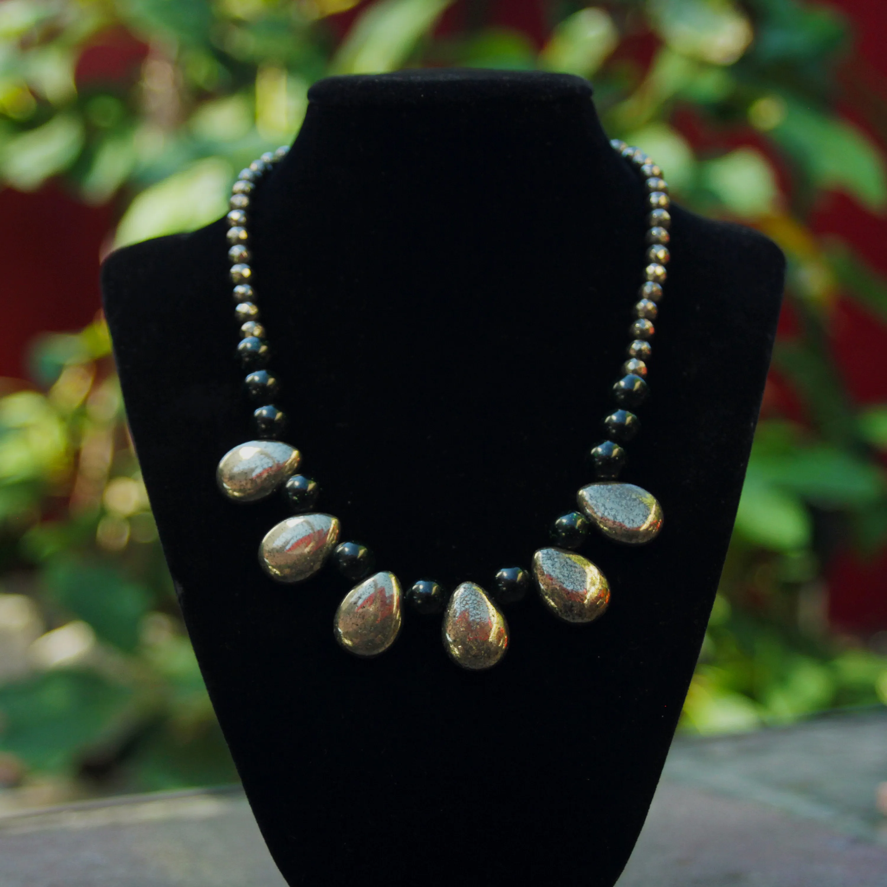 Women's Pyrite gemstone Tears Necklace