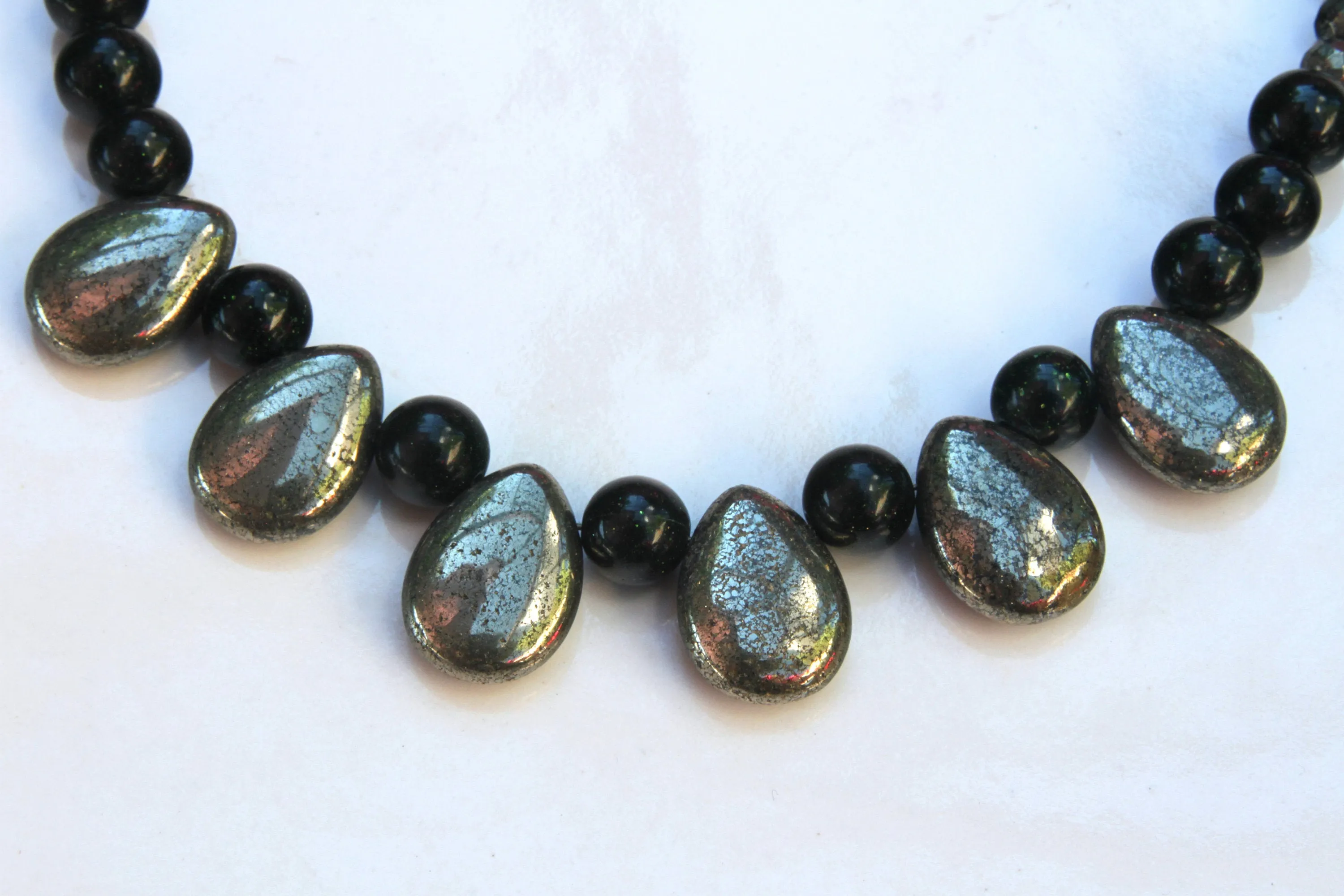 Women's Pyrite gemstone Tears Necklace