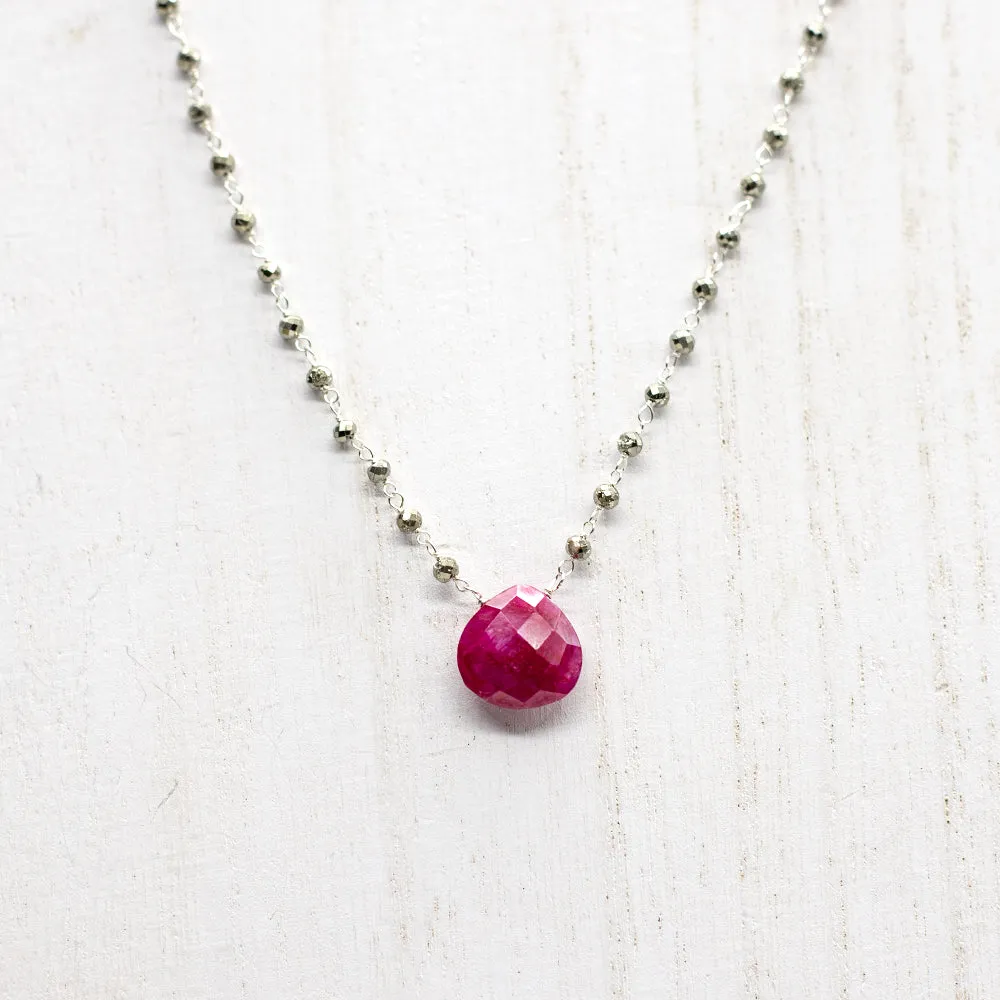 XL Ruby Waterfall Silver Necklace