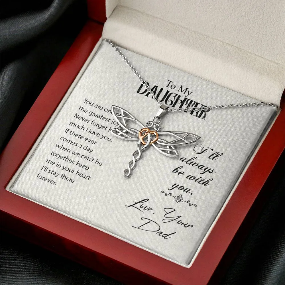 You are one of the greatest joys-Dragonfly Necklace for Daughter, From Dad
