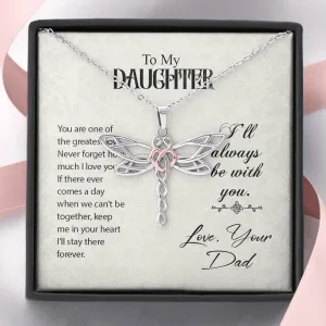 You are one of the greatest joys-Dragonfly Necklace for Daughter, From Dad