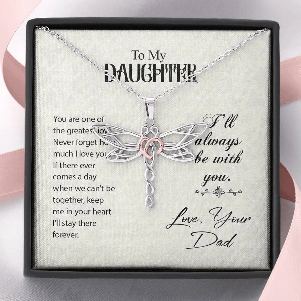 You are one of the greatest joys-Dragonfly Necklace for Daughter, From Dad