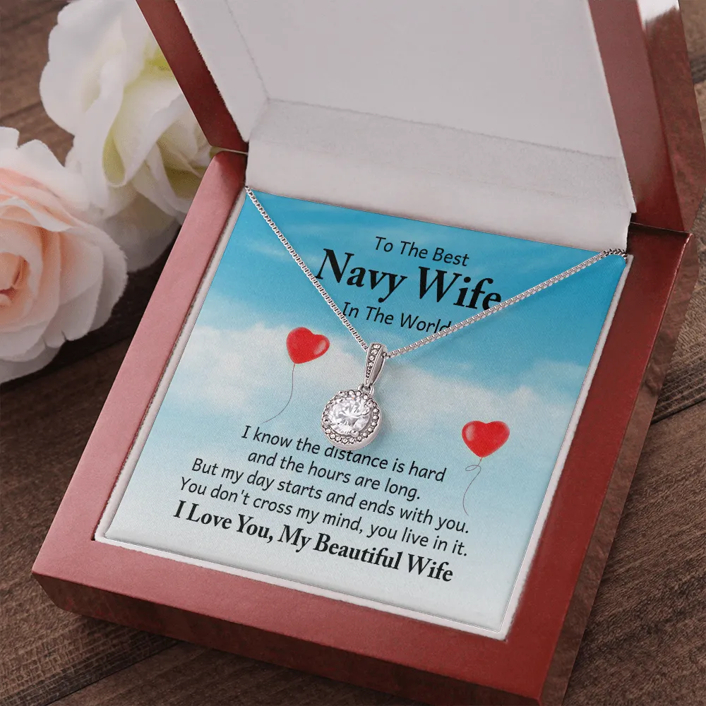 You live in my mind-Eternal Hope Necklace for Navy Wife