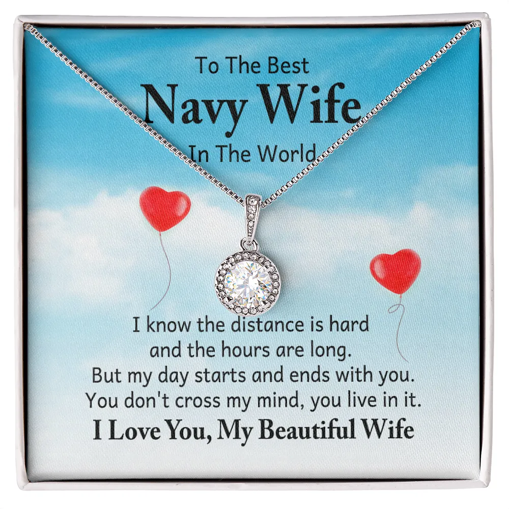 You live in my mind-Eternal Hope Necklace for Navy Wife