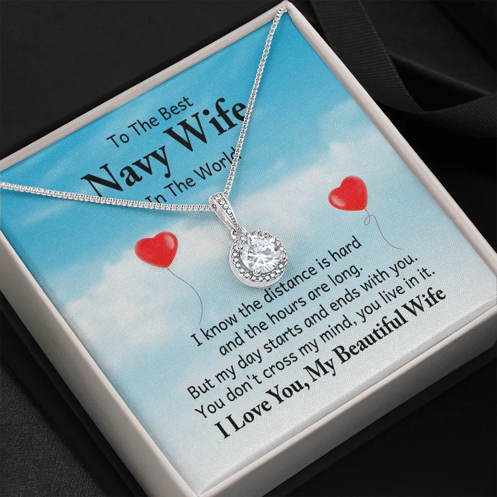You live in my mind-Eternal Hope Necklace for Navy Wife